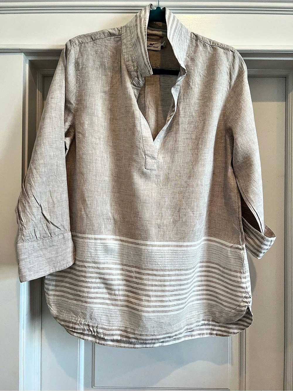 vineyard vines Striped Tunic Beige & White Medium